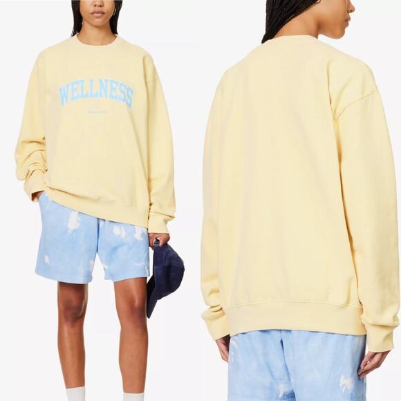 Sporty & Rich Wellness Ivy Crewneck Sweatshirt in Almond/H2O Unisex Size Medium - Picture 1 of 7
